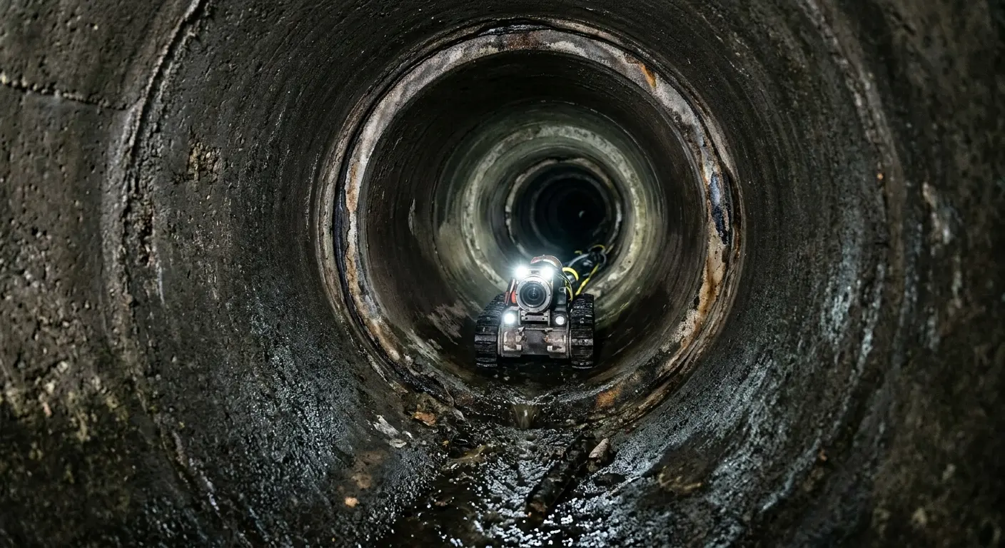 Robotic sewer camera inspecting pipe interior for Sewer Line Repair in Durham